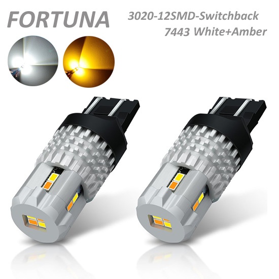 7443 3020SMD 12LEDs Swiitchback White+Amber