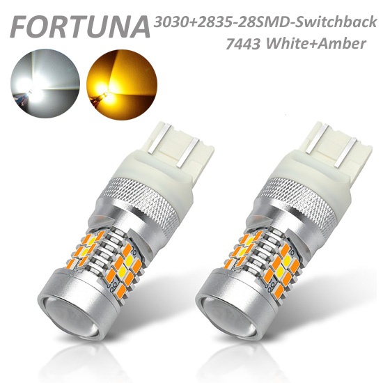7443 2835 3030SMD 28LEDs Swiitchback White+Amber