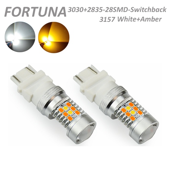 3157 2835 3030SMD 28LEDs Swiitchback White+Amber