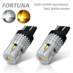 7443 3020SMD 12LEDs Swiitchback White+Amber